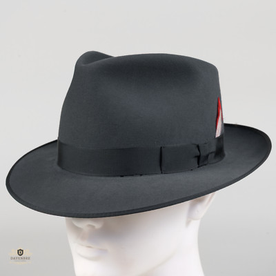 Vintage Towncraft Whippet Style Fedora Hat Mens 7 1/4 Gentlemans Grey