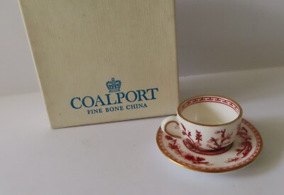 Coalport Collector Miniature Indian Tree Coral Cup & Saucer - MIB