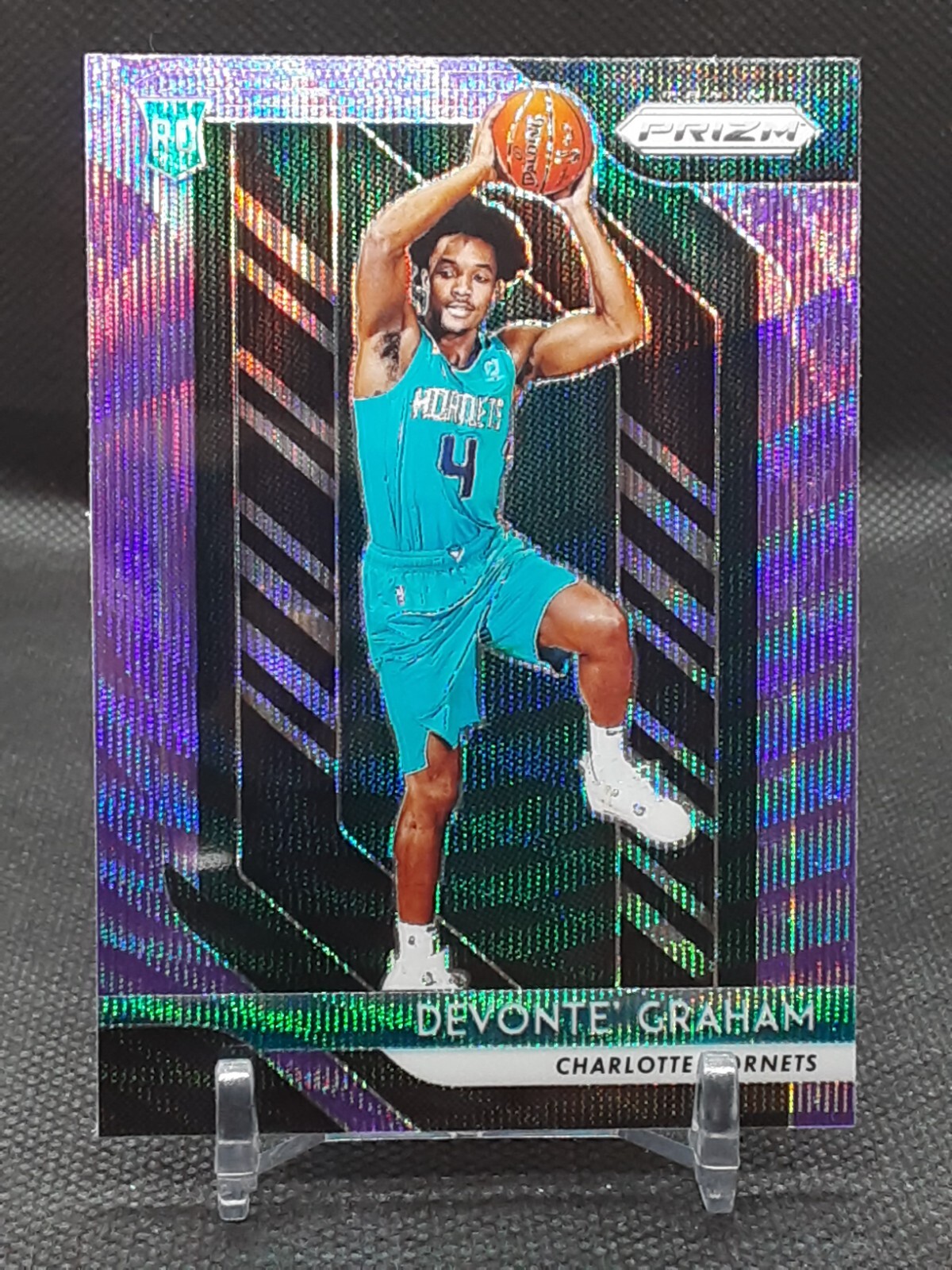 DEVONTE' GRAHAM 2018-19 PRIZM PURPLE WAVE PRIZM RC SPURS HORNETS KANSAS