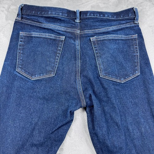 Uniqlo Selvedge Slim Straight Jeans Mens 34x34 Dark Blue Wash Stretch Denim - Picture 5 of 14