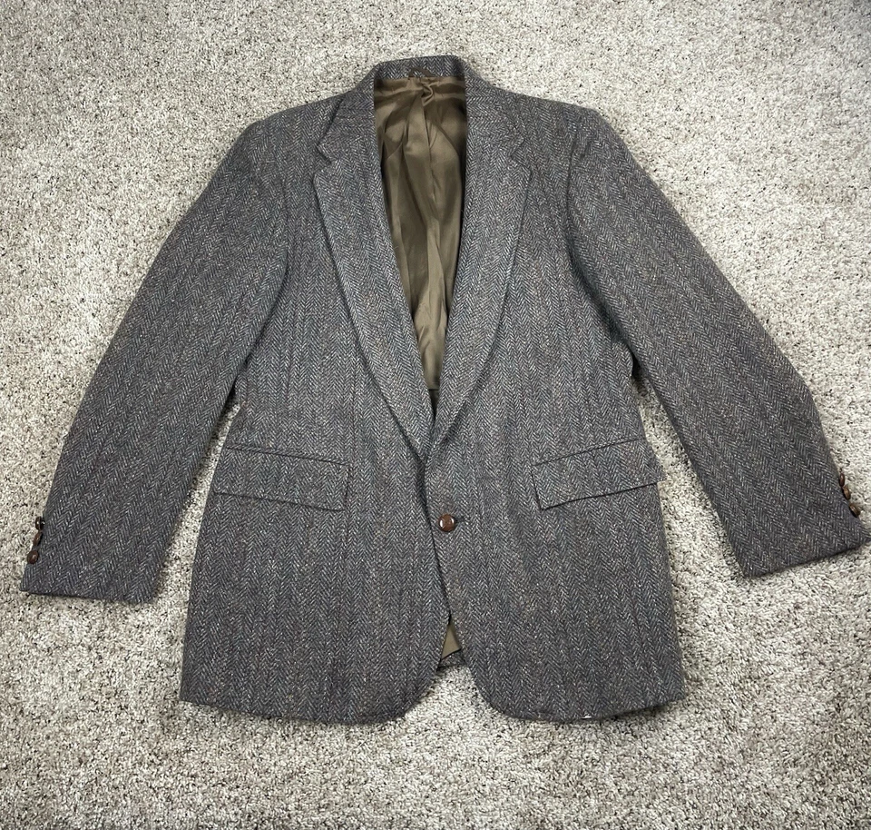 Abrigo Deportivo Blazer Clásico A Medida De Colección Levi's 44 R Para Hombres Tweed Marrón Lana Años 80 Foto 3 de 4