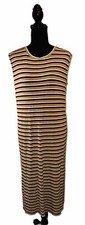 Loft Sleeveless Stretch Dress Striped Multicolor Slits Midi Size XS
