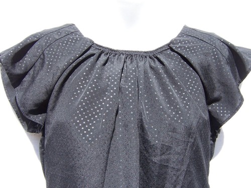 Mossimo Women’s Black Polka Dot Bat Wing Sleeve Top Shirt Size Small - Picture 2 of 7