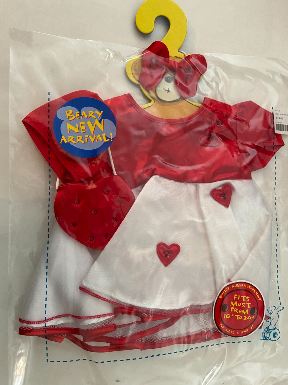 Build A Bear Valentine's Day Outfit with Dress Bow and Heart Purse New