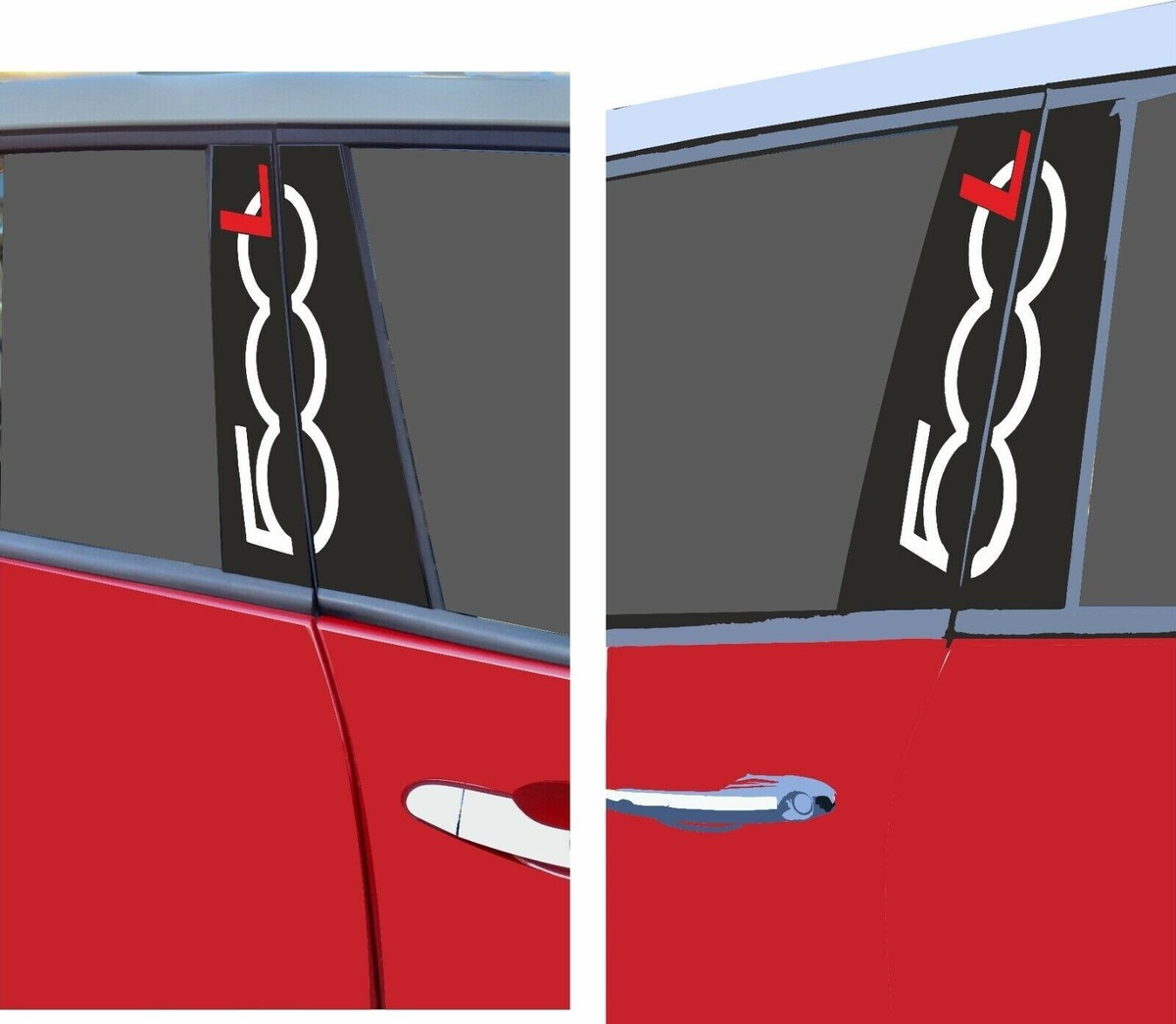 1 ADESIVO DECAL STICKERS AUTO FIAT 500 VETRO POSTERIORE - Foto 3