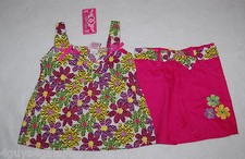 Girls Shorts Set 5-6 ANIMAL PRINT Floral Top PINK EMBROIDERED SHORTS Belt PKTS