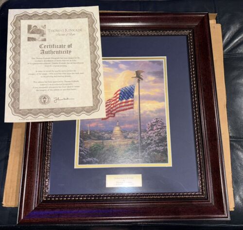 Thomas Kinkade America's Pride Framed Double Matted Library Edition COA