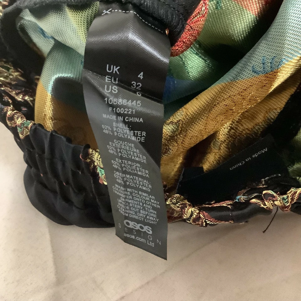 Pantalones para mujer Asos Design negros jacquard cintura elástica talla 0 Foto 4 de 4