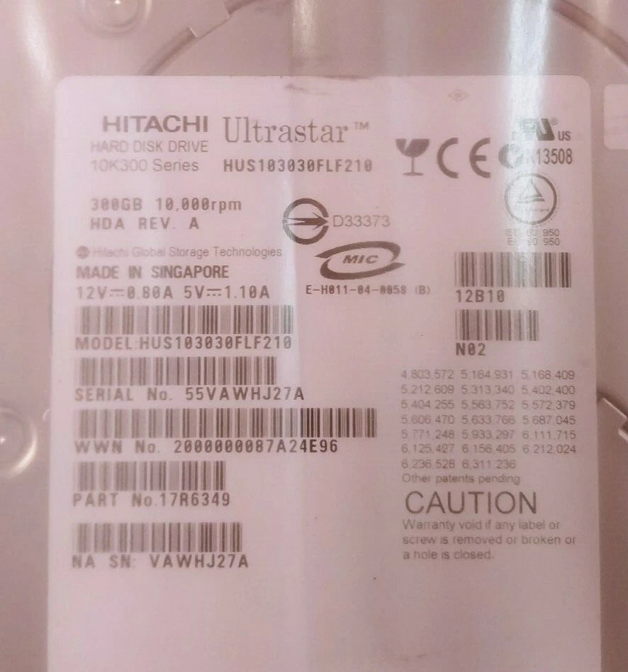 Hitachi Ultrastar 10K300 HUS103030FLF210 300GB Internal 10025RPM 3.5" w/tray - Image 2 of 2