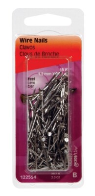 Hillman 122554 Bright Steel 18 ga. x 1 in. Wire Nails 2 oz. (Pack of 6)