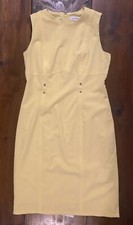 Calvin Klein Women’s 8 Yellow Sleeveless Sheath Knee Length Career Classic Dress
