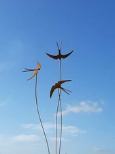 Cuffy's Metal  triple swallows birds sculpture garden decoration 