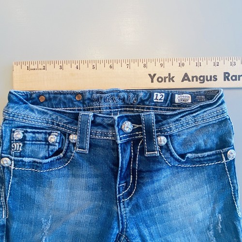 Miss Me Denim Bermuda Long Shorts Girls Youth Size 12 Embroidered Cross EUC - Picture 4 of 8