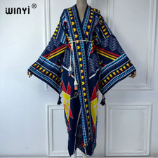 Blue Wrap Dress Blue Kimono Blue Flowy Beach Coverup Elegant Robe Boho Cardigan