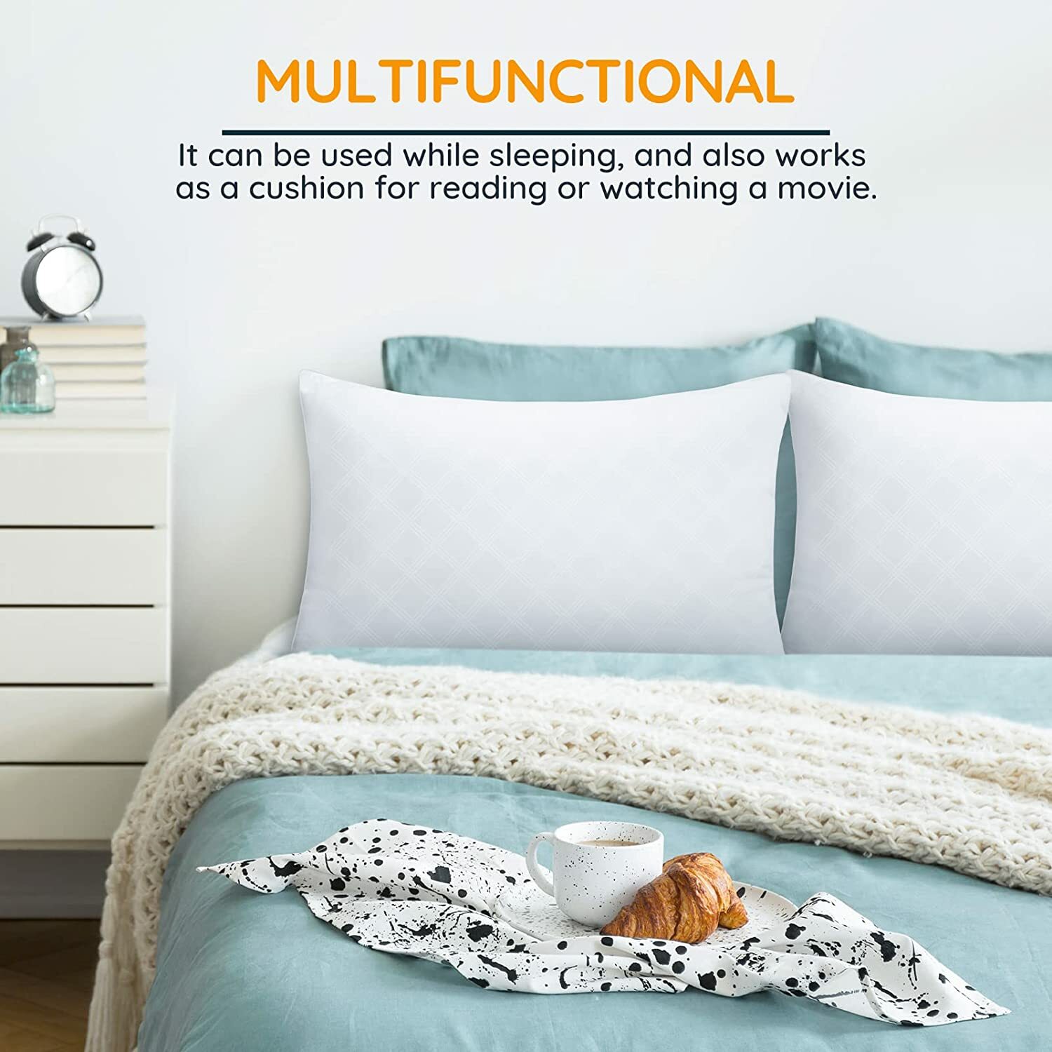 Pillows Soft Cotton Blend Bounce Back Medium Support Bed Pillows Sets 2