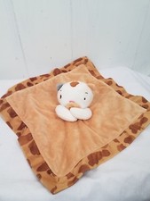 Highlights Baby Security Blanket Velour White Kitty Cat Giraffe Print Trim Lovey