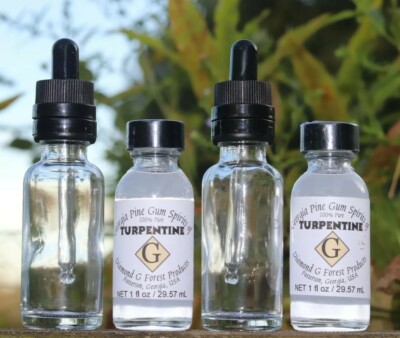 2 Flaschen 100% Pure Gum Spirits of Terpentin von Diamond G Forest & 2 Tropfer