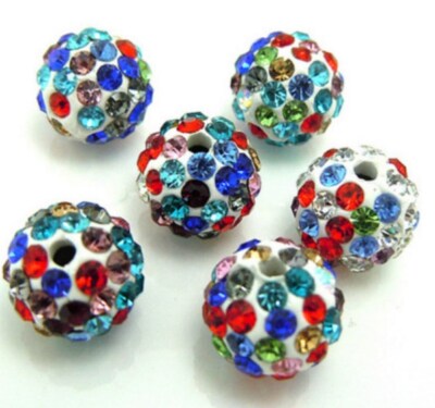 4mm 100pcs/lot mixed white red crystal pave disco ball spacer shamballa beads