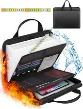 Fireproof Document Organizer Folder – 13 Pockets, Zipper, Labels, Office Travel