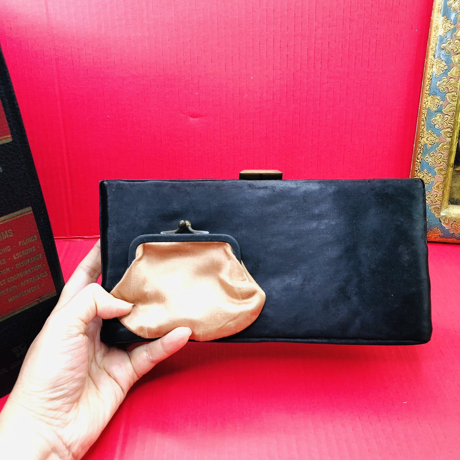 Vintage Rectangular Clutch Envelope Frame Coin Pu… - image 1