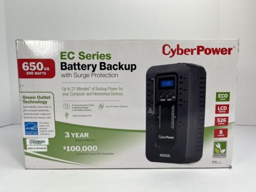 Battery Backup Surge Protector CyberPower Ecologic EC650LCD 8 Outlets 650VA 390W