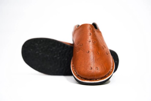 Moroccan Babouche Leather Slippers for Men, uthentic Sheepskin Slip-Ons, Comfort - Zdjęcie 3 z 11