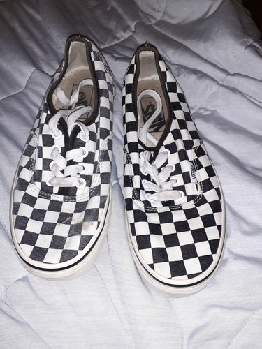 red and white checkered slip on vans