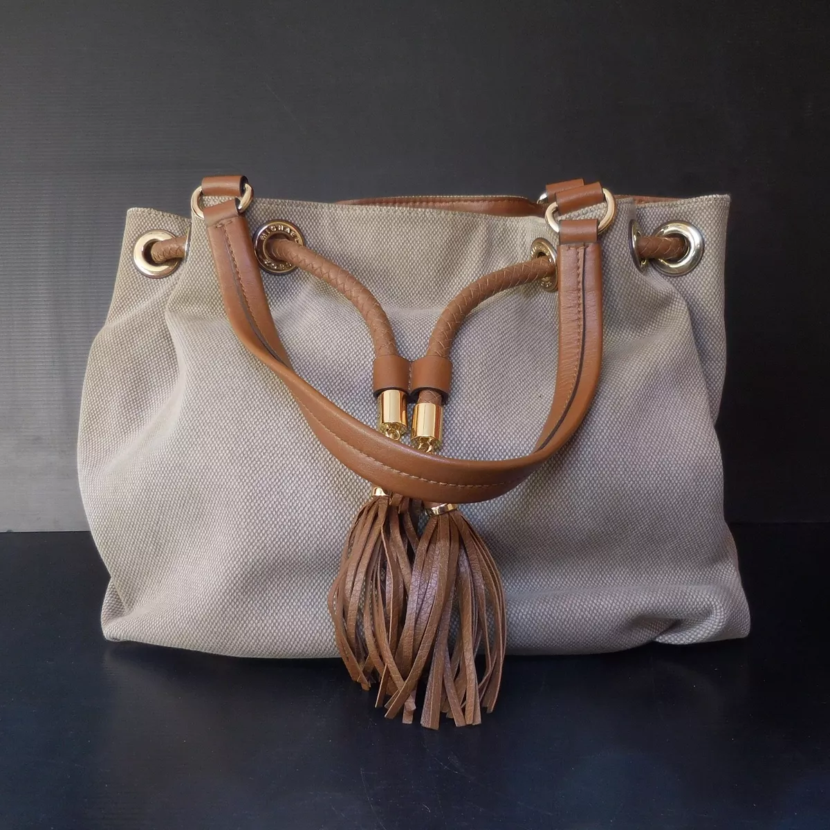 Michael kors gold beach bag sale