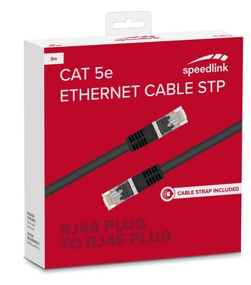 Speedlink 3m Netzwerk-Kabel Cat 5e STP RJ45 Gigabit Patchkabel LAN DSL Ethernet