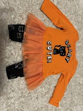 Carter  s Halloween 2 Pc Set Size 9 Months. Orange And Black Boo Cat