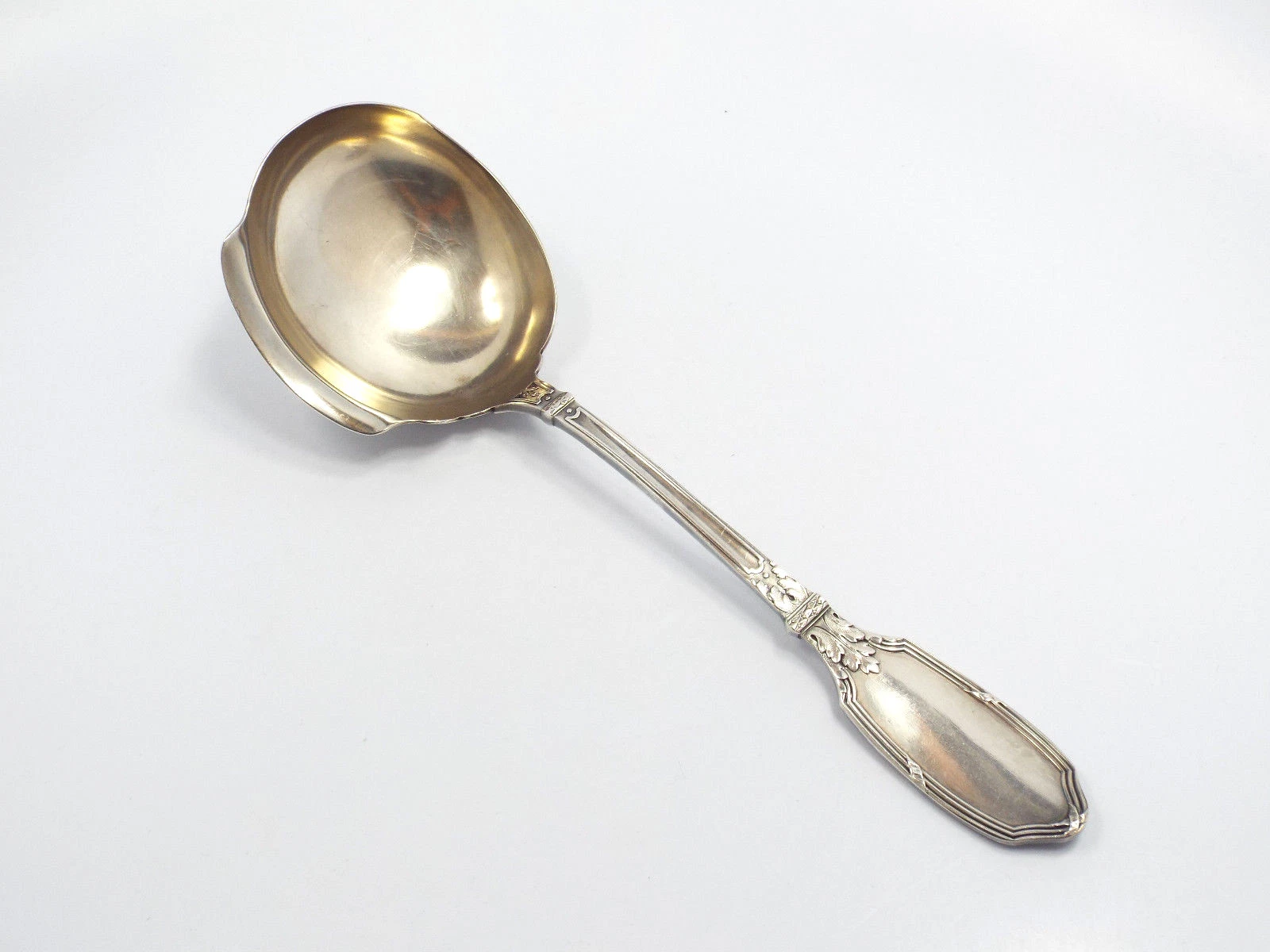 Antique France Silverplate Ornate Serving Spoon Ladle, signed RC