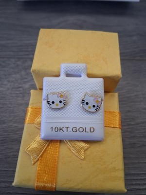 hello kitty aretes broquel de oro de 10K.