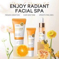 Vitamin C Skin Care Set 3pc Brightening Facial Moisturizer Serum Eye Cream Kit