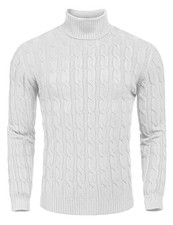 Men's Slim Fit Turtleneck Sweater Casual Twisted Knitted X-Large 01-white