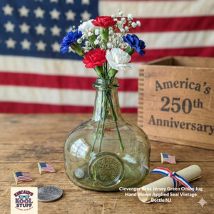 Clevenger Bros Jersey Green Onion Jug Hand Blown Applied Seal Vintage Bottle NJ