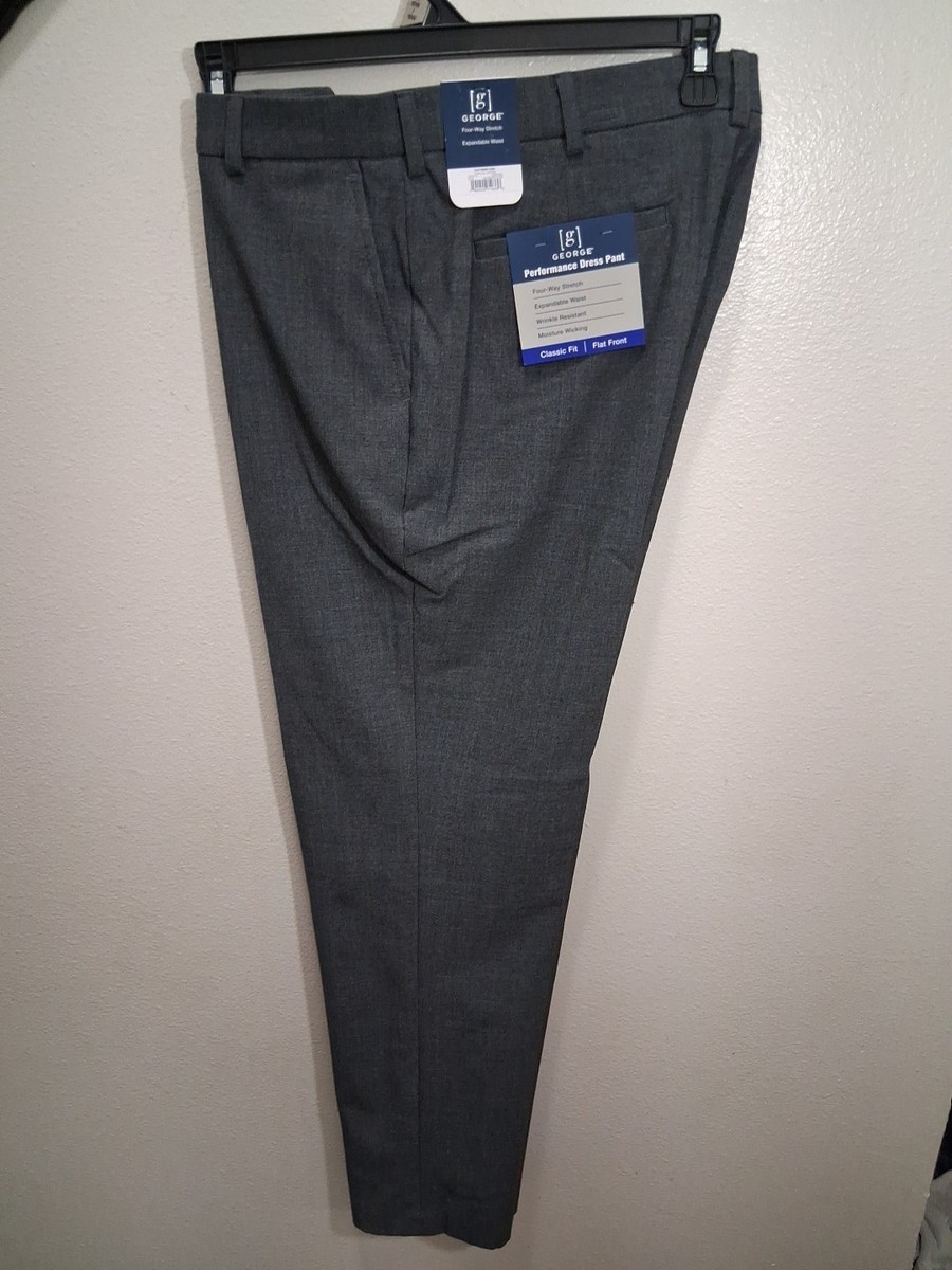 Mens George Size 34X30 Flat Front Performance Dress Pant NWT