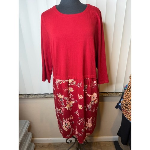 J. Jill combo solid brick red top a floral patterned skirt Dress Size XL
