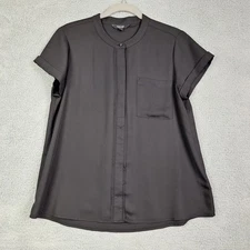 Simply Vera Vera Wang Shirt Womens Large Black Short Sleeve Pocket Blouse Top PL
