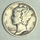 1931-S MERCURY silver U.S. dime. Nice VF. #q1