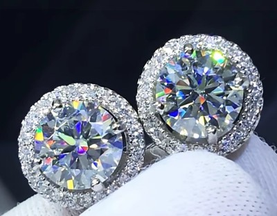 .5C D Color VVSI Moissanite Stud Earrings 925 Sterling Silver White Gold Plated