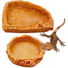 Reptile Water Dish Food Bowl Bearded Dragon Bowls, 2 Pack Reptile Food Bowl f...