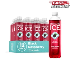 Pack of 12 - Sparkling Ice, Black Raspberry Sparkling Water, Zero Sugar 17 fl/oz