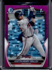 2023 Bowman Justyn-Henry Malloy Chrome Fuchsia Refractor 1st #/199 Braves