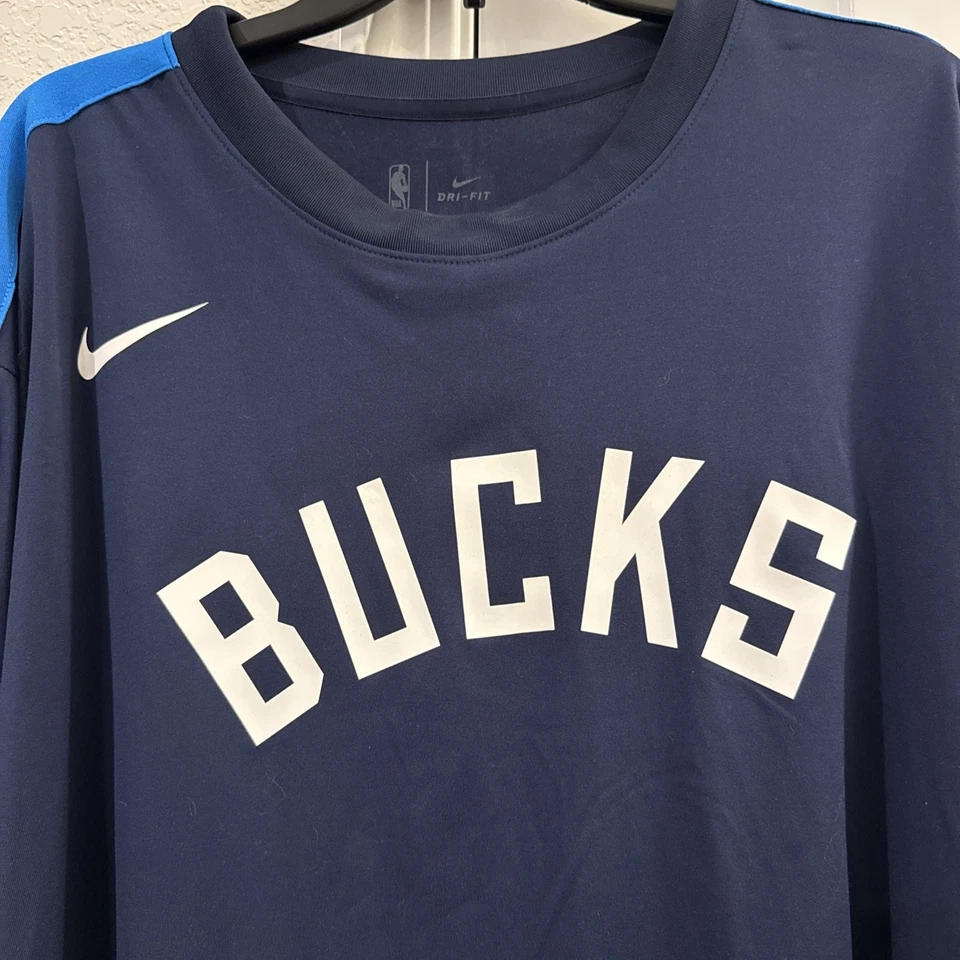 Nike Dri Fit Mens Milwaukee Bucks NBA Swoosh long sleeve Shirt Blue Size XXL - Image 2 of 4