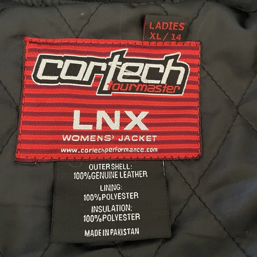 Cortech LNX Black Leather Motorcycle Street Jacket ZipOut Liner Women XL/14 READ - Picture 7 of 24