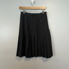 Austin Reed Womens Size 6 Black Pleated Wool Skirt Lined Preppy Career Vtg