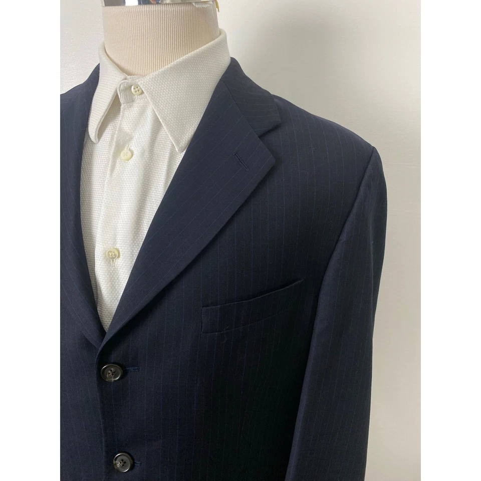 VTG Ralph Ralph Lauren pin-stripe 3-button wool cashmere 2-piece pleated suit 42 - Image 3 of 4