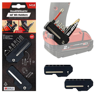 StealthMounts 45° Magnetische Bithalter für Milwaukee M18 Elektrowerkzeuge - Schwarz