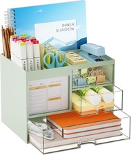 Desk Organizer with 3 Drawer, Multi-Functional Pencil Pen Holder for Desk, Desk
