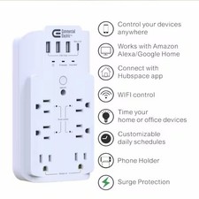 Commercial Electric 6-Outlet Smart Surge Protector with 4-USB Ports, White